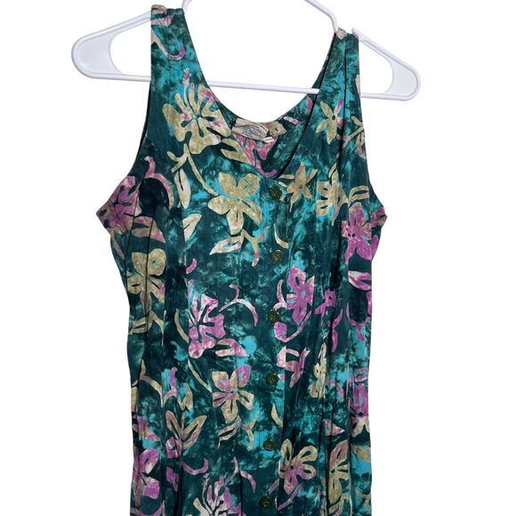 Far Away Dress Women's Large Floral Sleeveless V-Neck Button Resort Midi - Picture 2 of 9